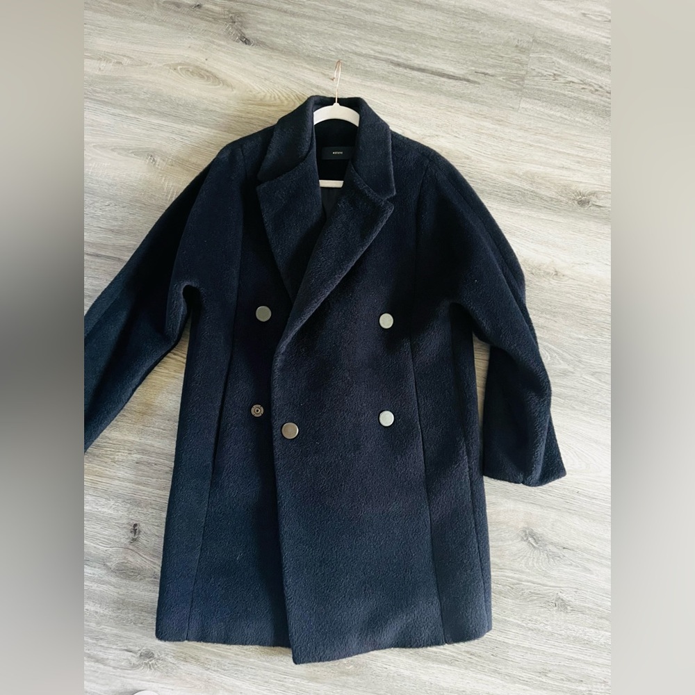 Dark Navy Wool Cashmere Coat